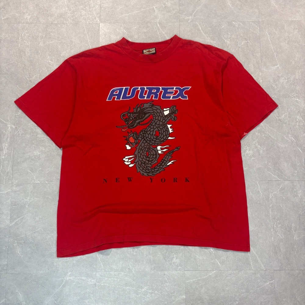 Avirex Varsity New York Dragon Graphic T-Shirt Red Mens XXL Short Sleeve Tee